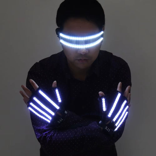 Glow in the Dark LED Rave Gloves - Flashing Light Up Mittens for Parties & Halloween Fun!