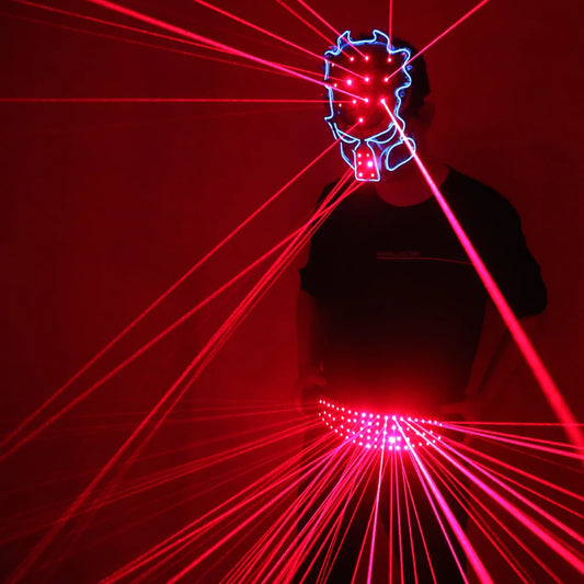 Red Laser Belt Mask LED Glowing Girdle Dj Disco Dance Clothing Ballroom Singer Disco Laser Man Vest Suit