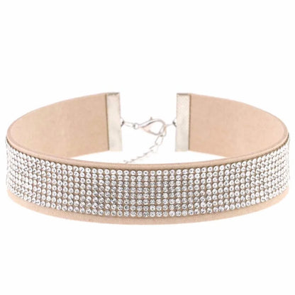 Trendy Harajuku crystal choker necklace with gothic PU leather collar, perfect for punk fashion enthusiasts.