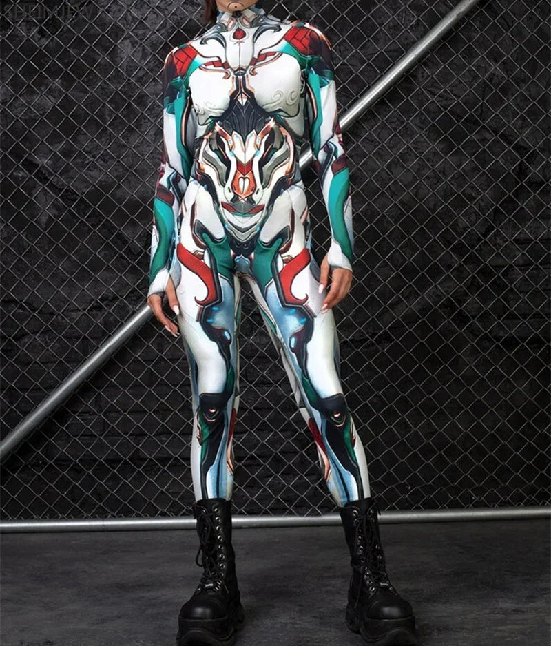 Sexy Halloween Muscle Cosplay Bodysuit for Women - High-Waisted Rave Outfit
