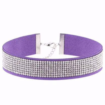Trendy Harajuku crystal choker necklace by PressureDen.store featuring gothic black PU leather collar for punk fashion style.