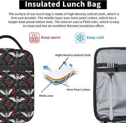 Goth Lunch Box for Women Kids Girls Men Insulated Lunch Bag Lunchbox Adults Lunch Tote Bags Reusable Cooler for Work Office School Picnic Travel