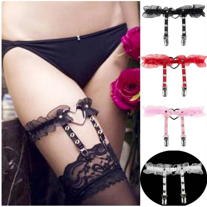 Women Sexy Leather Thigh Garter Belt Pu Punk Elastic Harness Leg Strap Goth Stocking Leglet Belt Garters Suspender for Girl