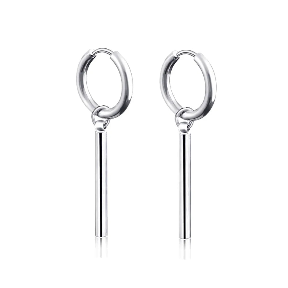 New Punk Stainless Steel Chain Hoop Earrings for Women Men 2021 Trendy Goth Pop Hip Hop Pendants Ear Jewelry Accessories Earring