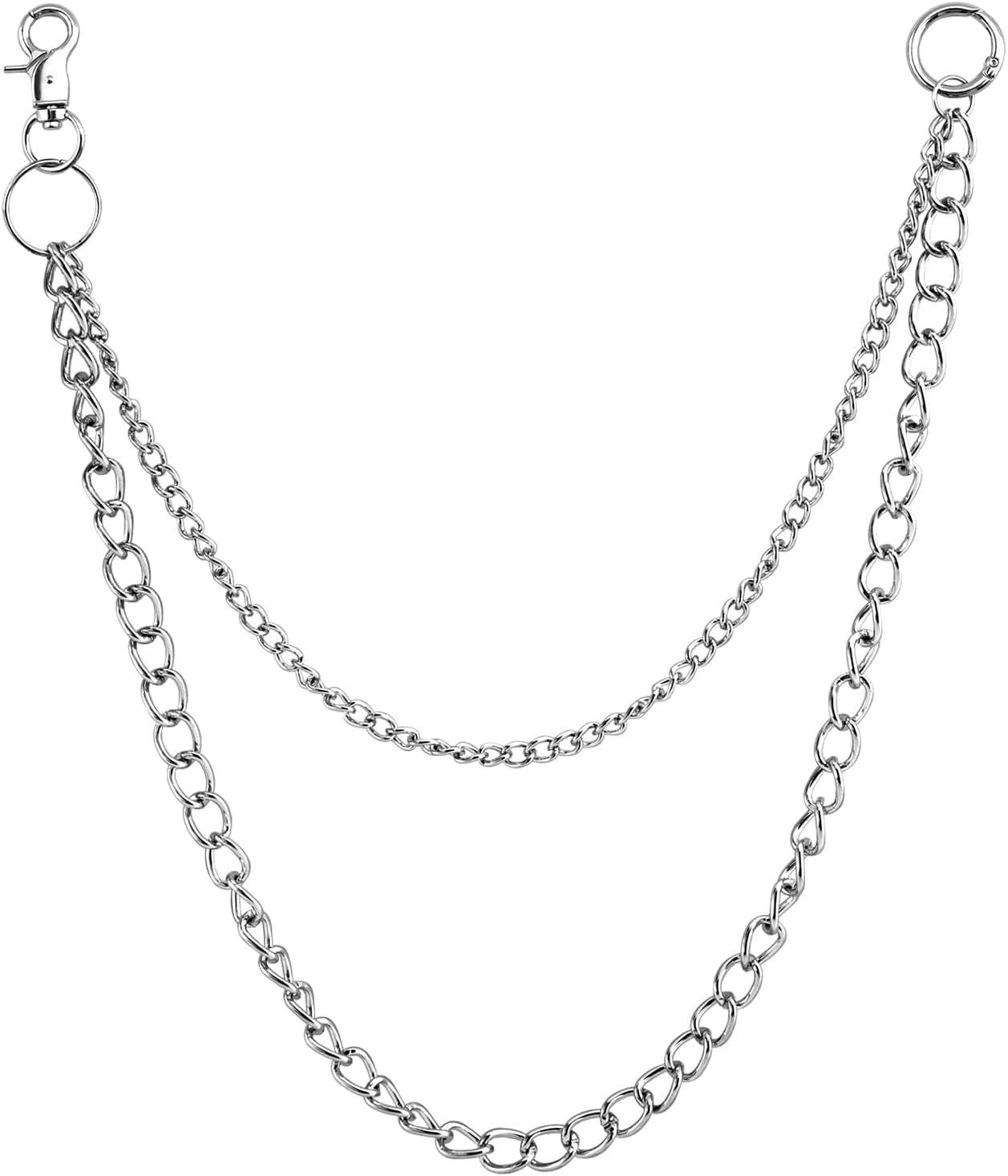 Silver pants chain for men and women, hip hop wallet chain with lobster claw clasp, stylish accessory by WXCATIM