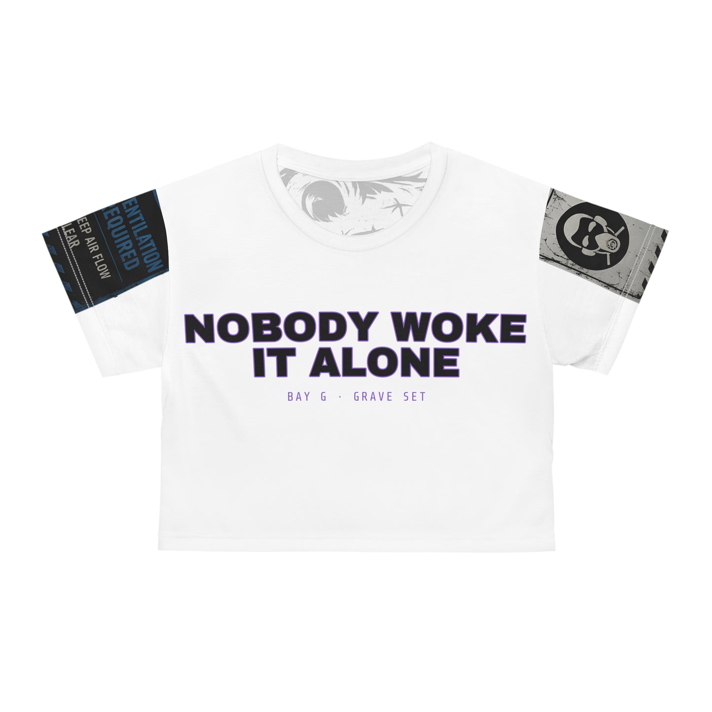 Nobody Woke It Alone Crop Tee (AOP) — VIOLET