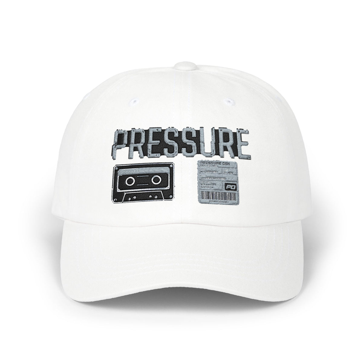 Pressure Retro Cassette Dad Cap — Vintage Tape Graphic Baseball Hat