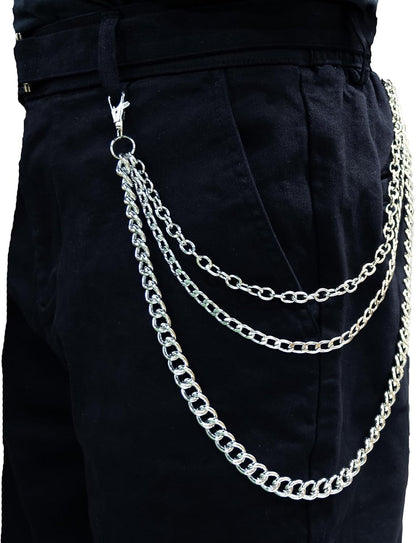 Punk Trousers Chain Hip Hop Pants Chain Pocket Chain Belt Chain Rock Jean Chain for Eboy and Egirl, Wallet Chains for Men and Women
