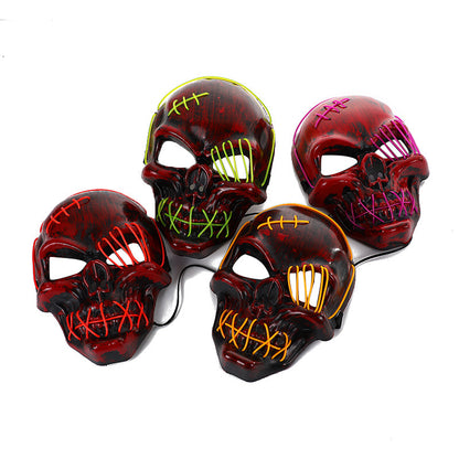 Glowing One-Eyed Pirate Mask for Halloween - LED EL Wire Cosplay Mask for Spooky Parties and Festivals