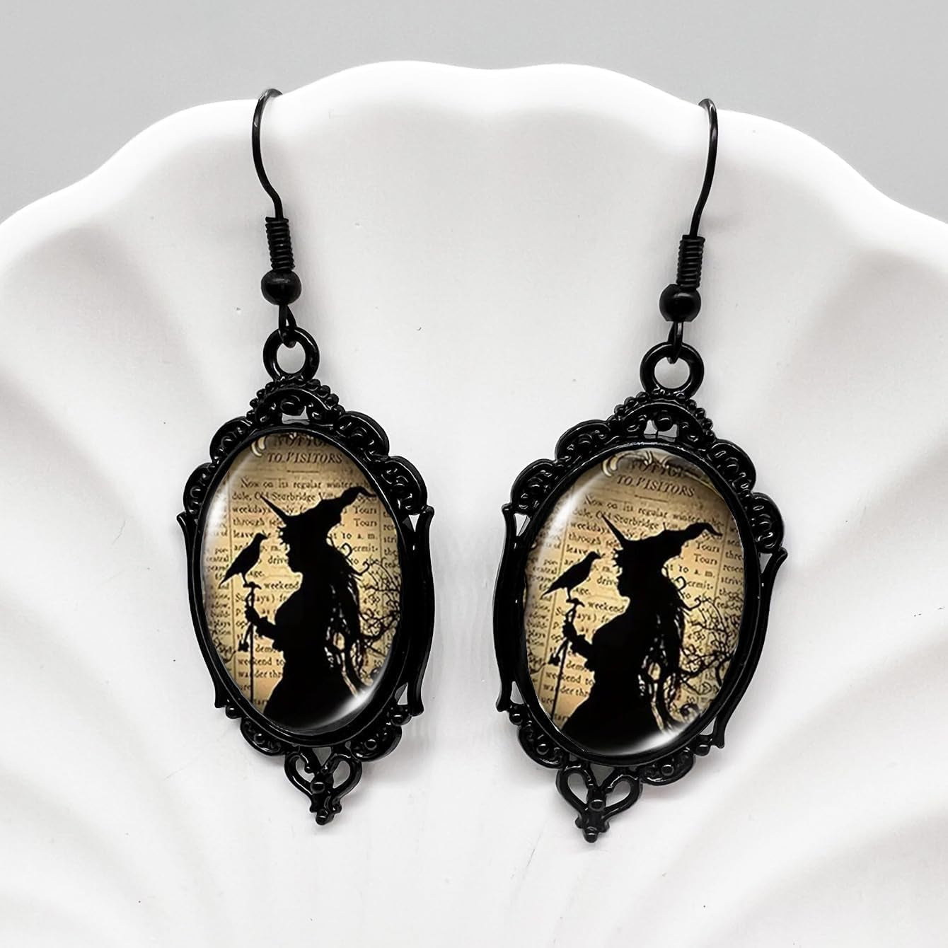 Goth Witch Earrings for Women Halloween Witch Earrings Gothic Cameo Earring Punk Emo Jewelry Halloween Earring Jewelry Emo Accessories