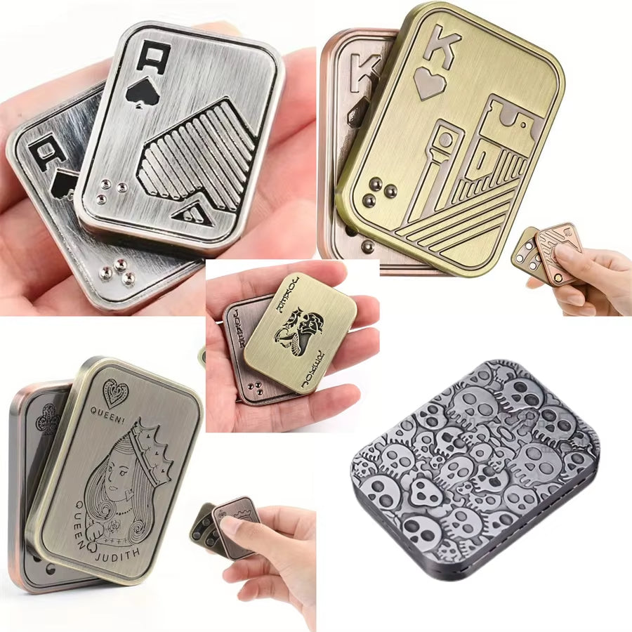Metal Fidget Slider - Stress Relief Poker Push Card Toy for Office & Desk | Perfect Gift for Adults & Kids