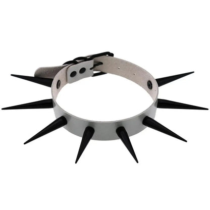 Rebel Spike Choker Necklace – Cyberpunk Leather Collar for Rave and Goth Styles