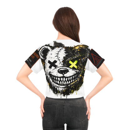 Belt Slipped 0154 Crop Tee (AOP) — Charcoal