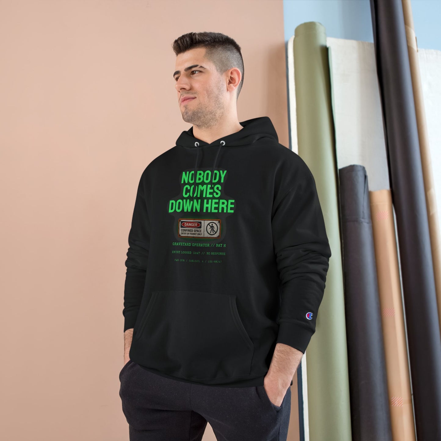 Nobody Comes Down Here - Champion Hoodie
