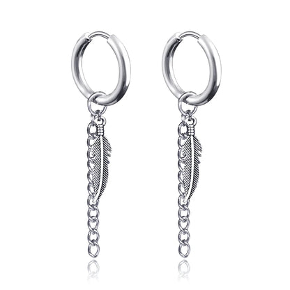 New Punk Stainless Steel Chain Hoop Earrings for Women Men 2021 Trendy Goth Pop Hip Hop Pendants Ear Jewelry Accessories Earring