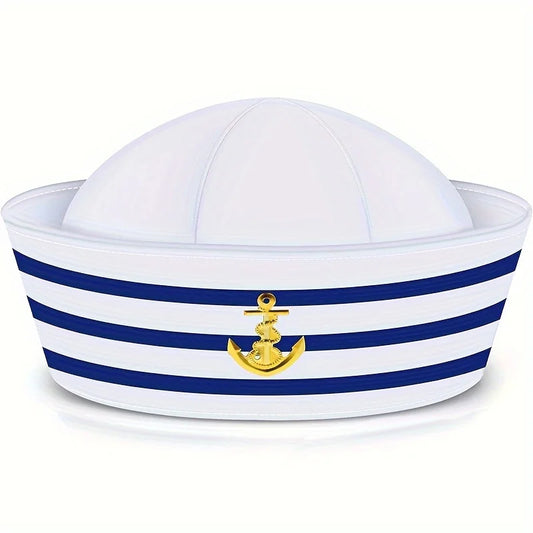 Chic White Beach Sailor Hat Set for Women - Ideal for Rave Festivals and Cruise Adventures!