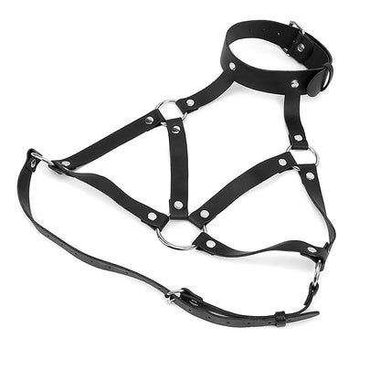Goth Punk Sexy PU Leather Bra Harness Fashion Chest Harness Woman Outfit Accessoreis Leather Cage Bra Harness Accessories