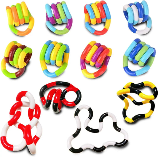 3-Pack Tangle Fidget Toys - Sensory Hand-Eye Coordination & Anxiety Relief for Kids and Adults - Boost Fine Motor Skills!