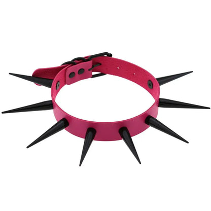 Rebel Spike Choker Necklace – Cyberpunk Leather Collar for Rave and Goth Styles