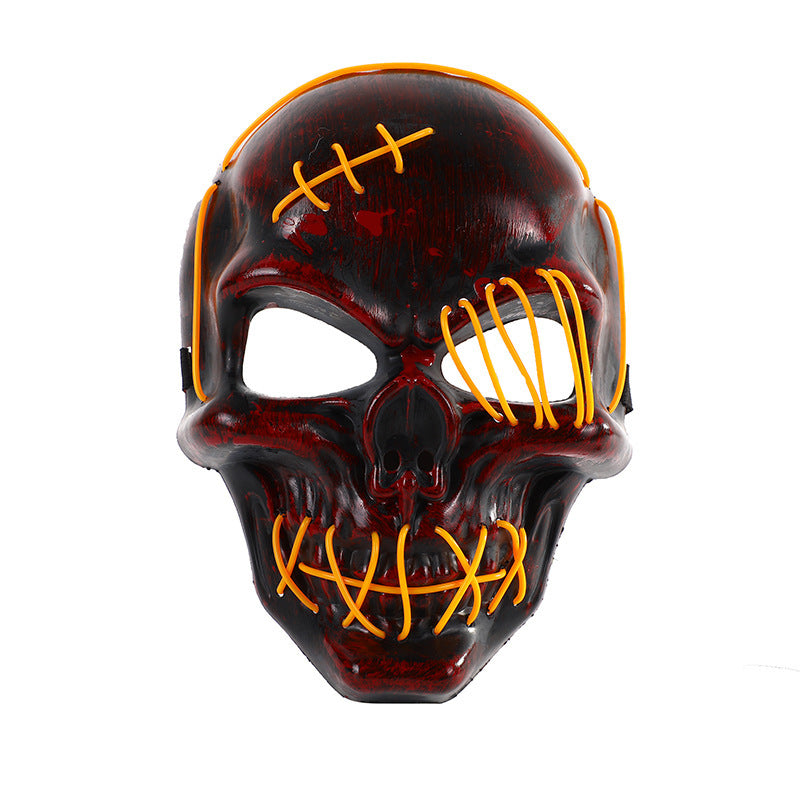 Glowing One-Eyed Pirate Mask for Halloween - LED EL Wire Cosplay Mask for Spooky Parties and Festivals