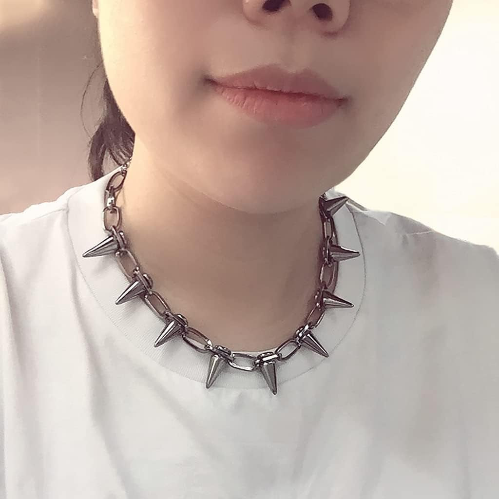 Spike Chokers for Women Choker Goth Necklaces Mens Chain Choker Collar Punk Streetwear Handmade Adjustable Vintage Rivet Jewelry