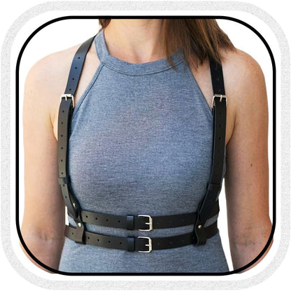 Black Waist Harness Belt Fashion plus Size Leather Harness Belts Goth Chest Body Belt for Women