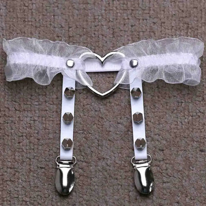 Lace Leg Garter Harness for Women Adjustable Heart Leg Harness Cosplay Goth Gothic Jewelry