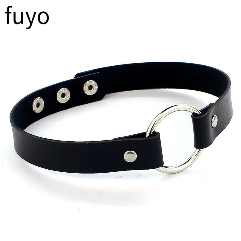 New Goth Choker Necklace Men Punk Rock Heart Geometry PU Necklace for Women Choker Gothic Bondage Goth Chocker Neck Jewelry