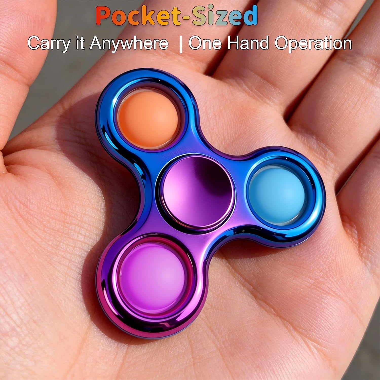 Stress Relief Fidget Toy 3-Pack - Pop Fidget Spinner for Kids & Adults, Perfect for Autism and ADHD Sensory Play