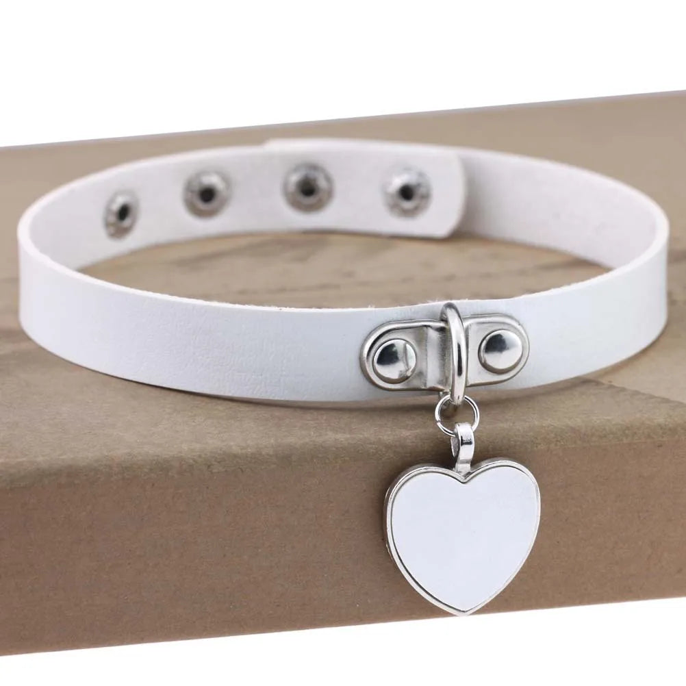 Y2K Gothic punk heart choker necklace with black and red design, stylish Harajuku jewelry for women and girls.