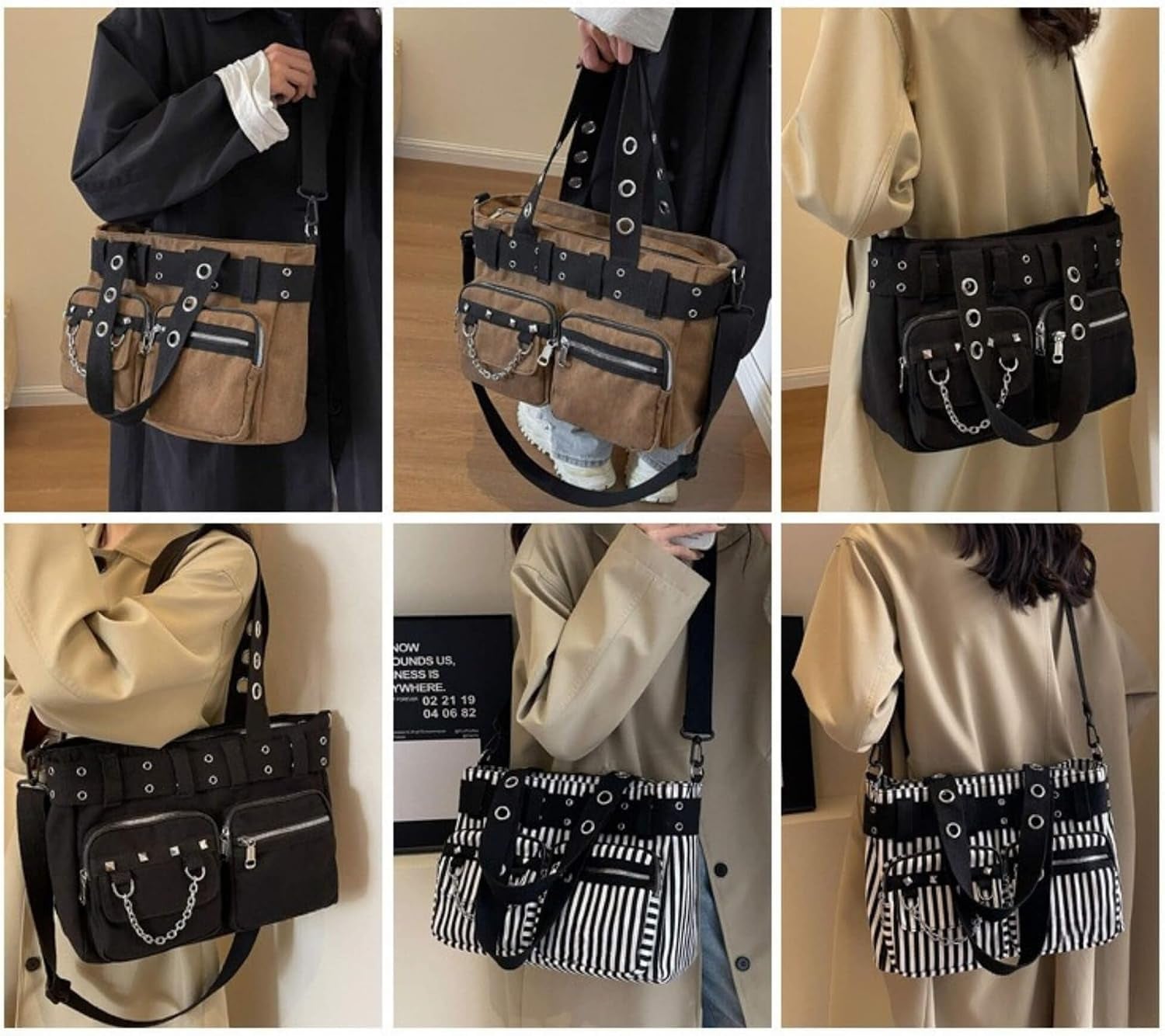 Steampunk Goth Messenger Bag, Fashion Punk Gothic Shoulder Bag