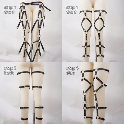 Women Fashion Leather Suspender for Legs Street Style Straps Thigh Bondage Harness Caged Leg Harness Goth Clothing Accessories