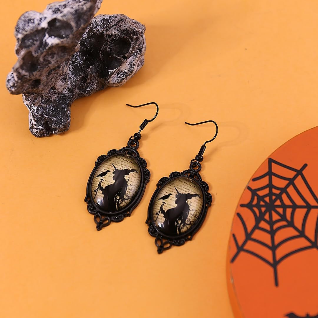 Goth Witch Earrings for Women Halloween Witch Earrings Gothic Cameo Earring Punk Emo Jewelry Halloween Earring Jewelry Emo Accessories