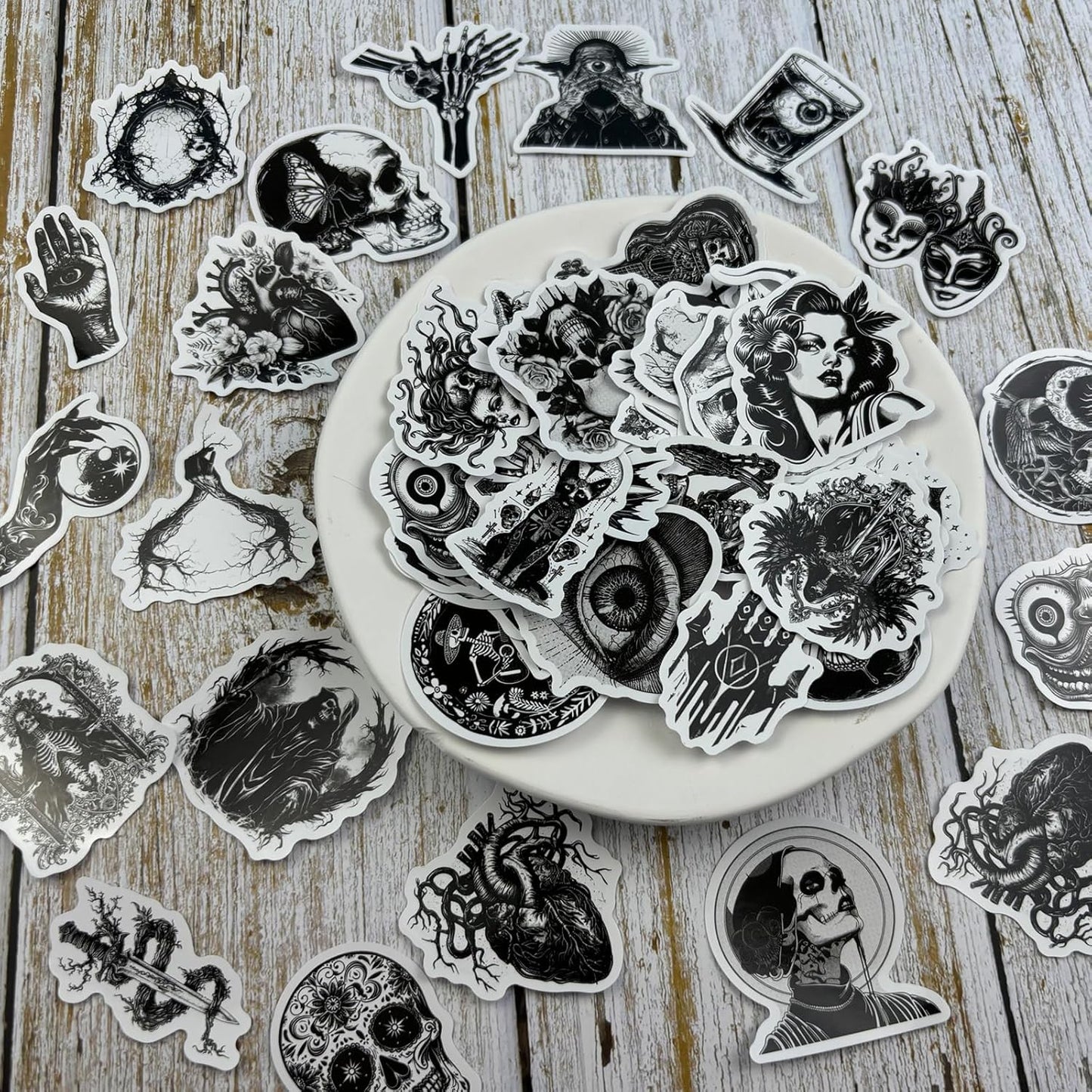 100 Pcs Dark Aesthetic Goth Stickers for Adults, Skull Sticker Packs for Water Bottle Kindle Laptop Phone DIY Crafts Card Making Scrapbook Art Journal