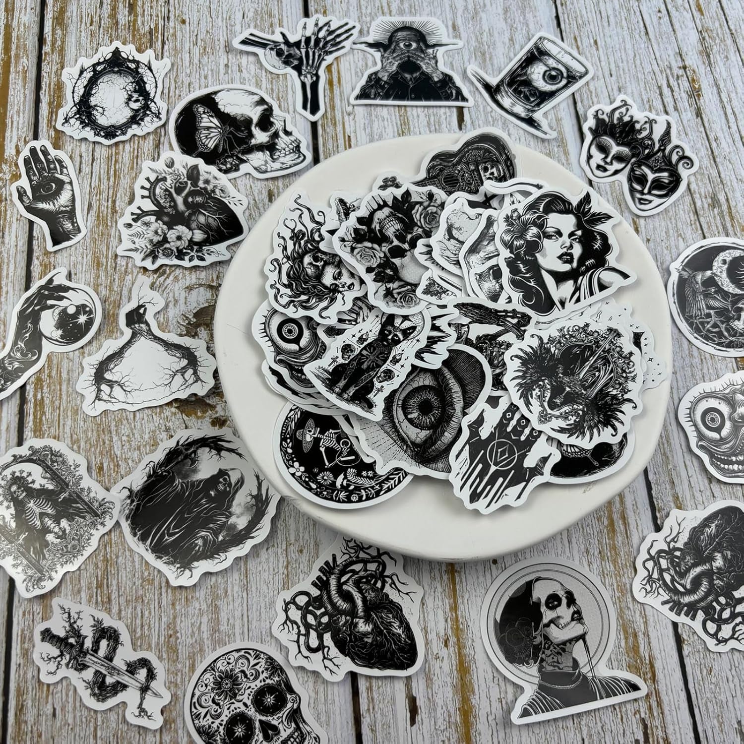 100 Pcs Dark Aesthetic Goth Stickers for Adults, Skull Sticker Packs for Water Bottle Kindle Laptop Phone DIY Crafts Card Making Scrapbook Art Journal