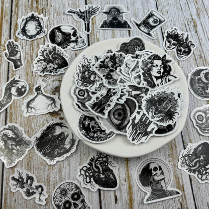 100 Pcs Dark Aesthetic Goth Stickers for Adults, Skull Sticker Packs for Water Bottle Kindle Laptop Phone DIY Crafts Card Making Scrapbook Art Journal