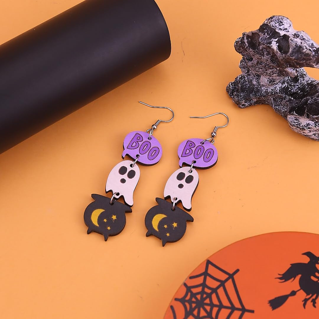 Halloween Earrings for Women Goth Ghost Drop Dangle Earrings Punk Pumpkin Earring Witch Earring Halloween Costume Jewelry Accessories Emo Accessories