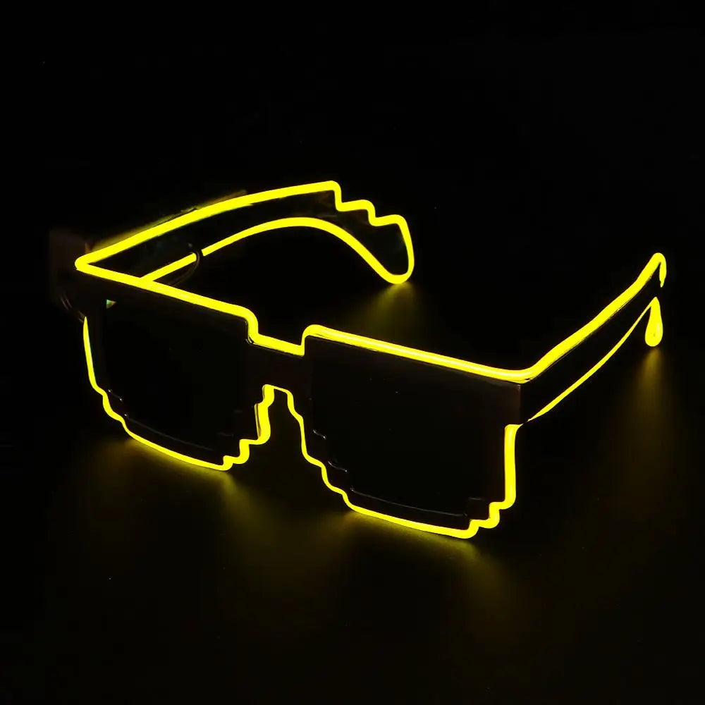 Mosaic LED Glow-in-the-Dark Glasses - Perfect for Rave Parties & Neon Christmas Fun!