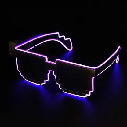 Mosaic LED Glow-in-the-Dark Glasses - Perfect for Rave Parties & Neon Christmas Fun!