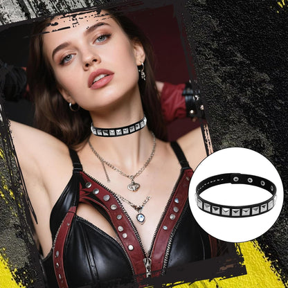 3 Pcs Leather Studded Bracelet Punk Choker Set Rock Jewelry Emo Costume Accessories for 80S Vintage Women