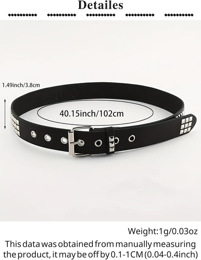 QWALIT punk chain belt for women, black leather accessory with metal chain details, ideal for goth and rave fashion styles.