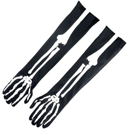 Unisex glow-in-the-dark skeleton skull gloves for winter cosplay, featuring gothic style design with skeleton motifs.