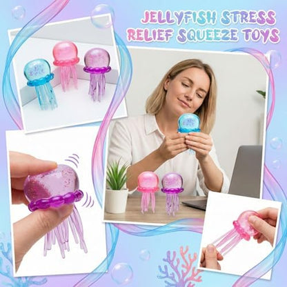 Nee Doh Jellyfish Stress Relief Squeeze Toy - Ultra Squishy & Moldable Malt Sugar Balls for Ultimate Sensory Fun (#Purple)