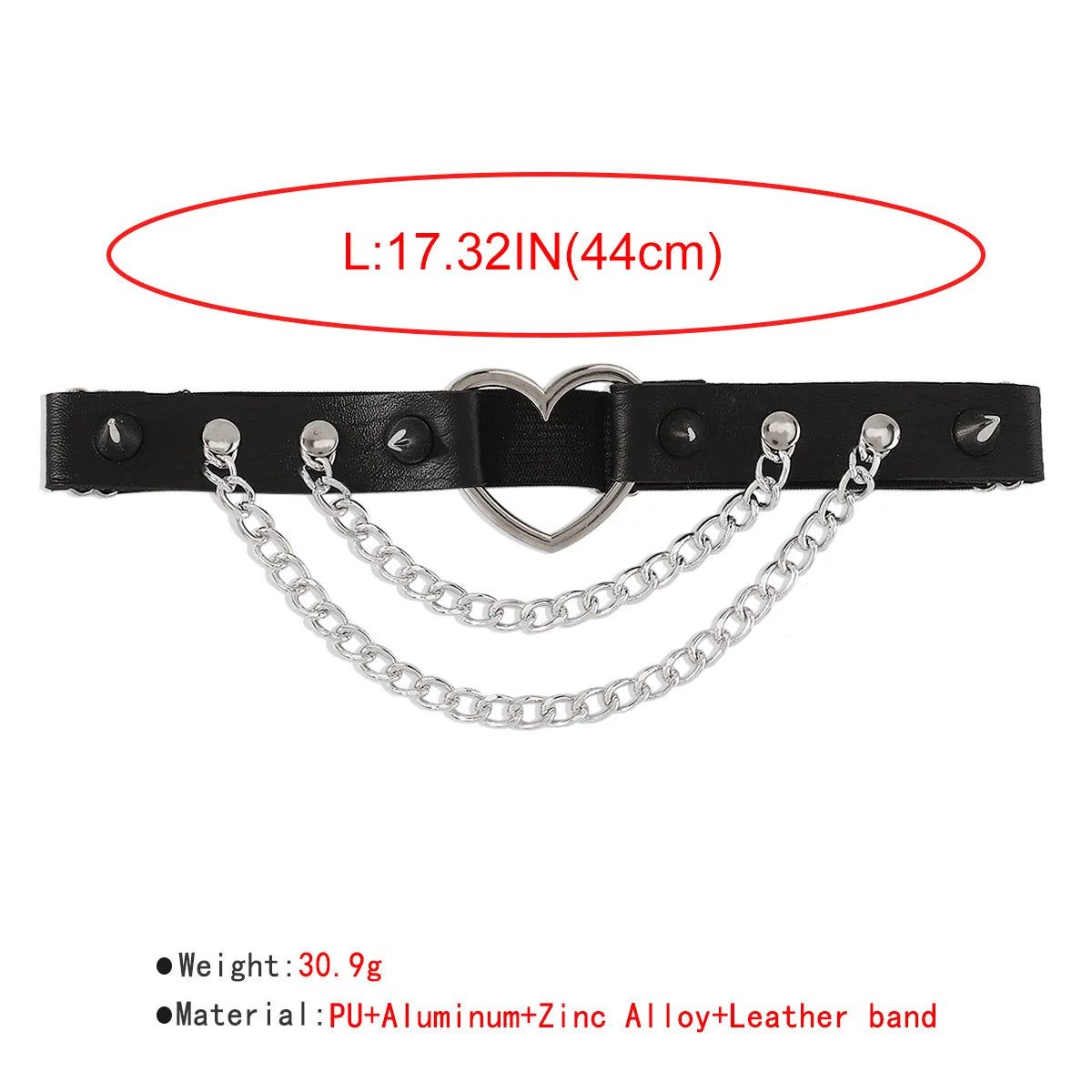 Sexy Leg Chain Leather Elastic Spiked Leg Harness for Women Girls Goth Heart Thigh Garter Belt Rave Body Jewelry