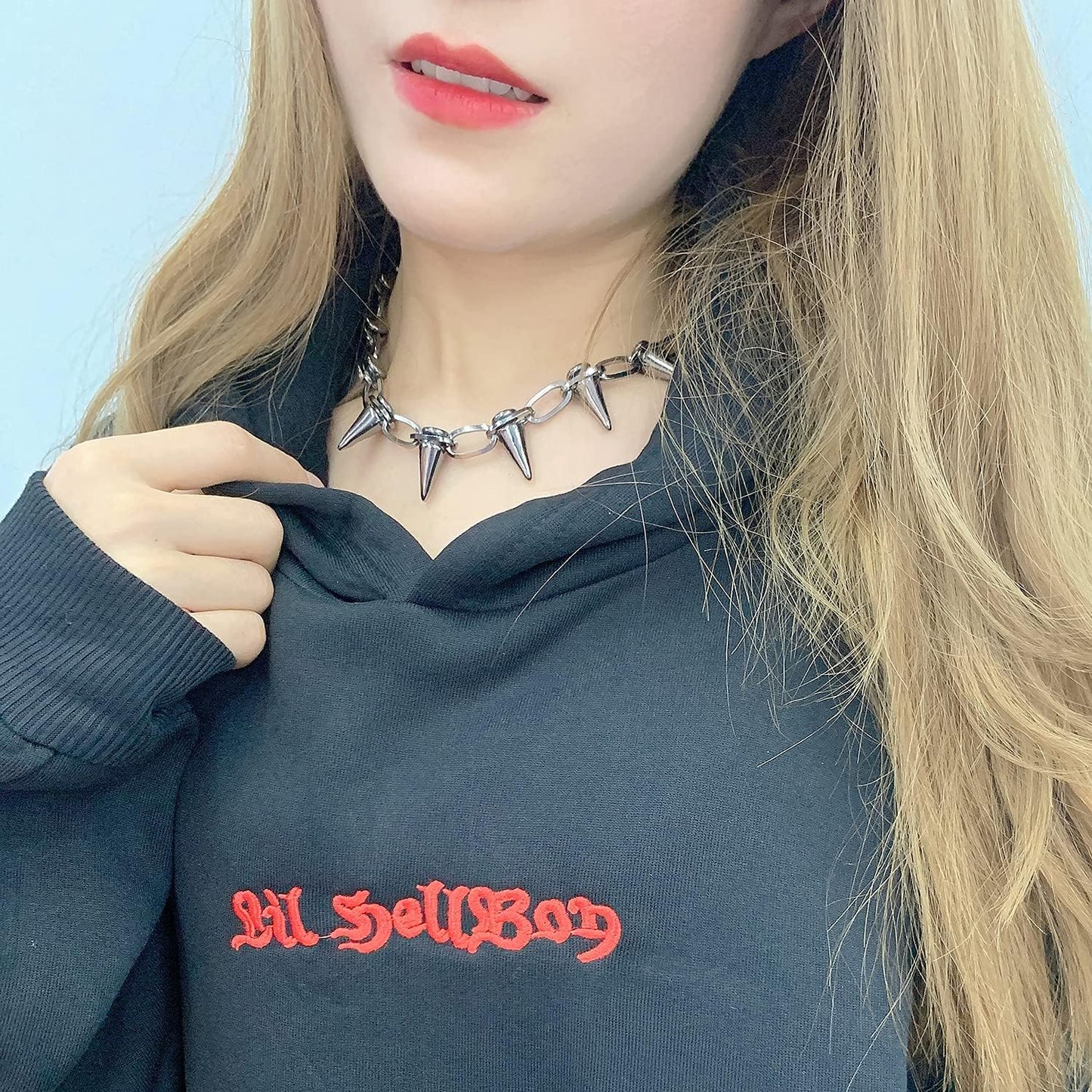 Spike Necklace Spike Choker Rivet Goth Necklaces Chokers with Spikes and Chain Streetwear Vintage Punk Necklace for Women Men