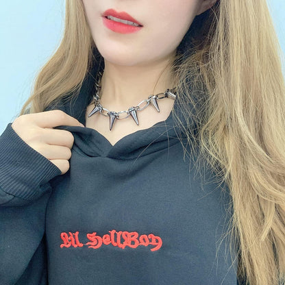 Spike Necklace Spike Choker Rivet Goth Necklaces Chokers with Spikes and Chain Streetwear Vintage Punk Necklace for Women Men