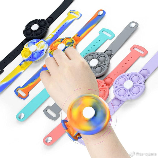 Adjustable Pink Fidget Spinner Bracelet - Pop It Bubble Sensory Toy for Kids