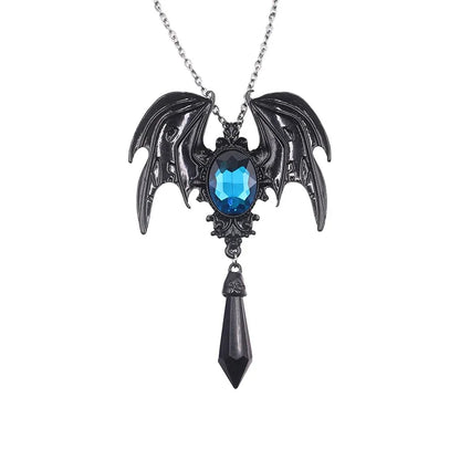 Gothic dragon bat eagle heart rose pendant necklace with intricate design, stylish costume jewelry for men and women.