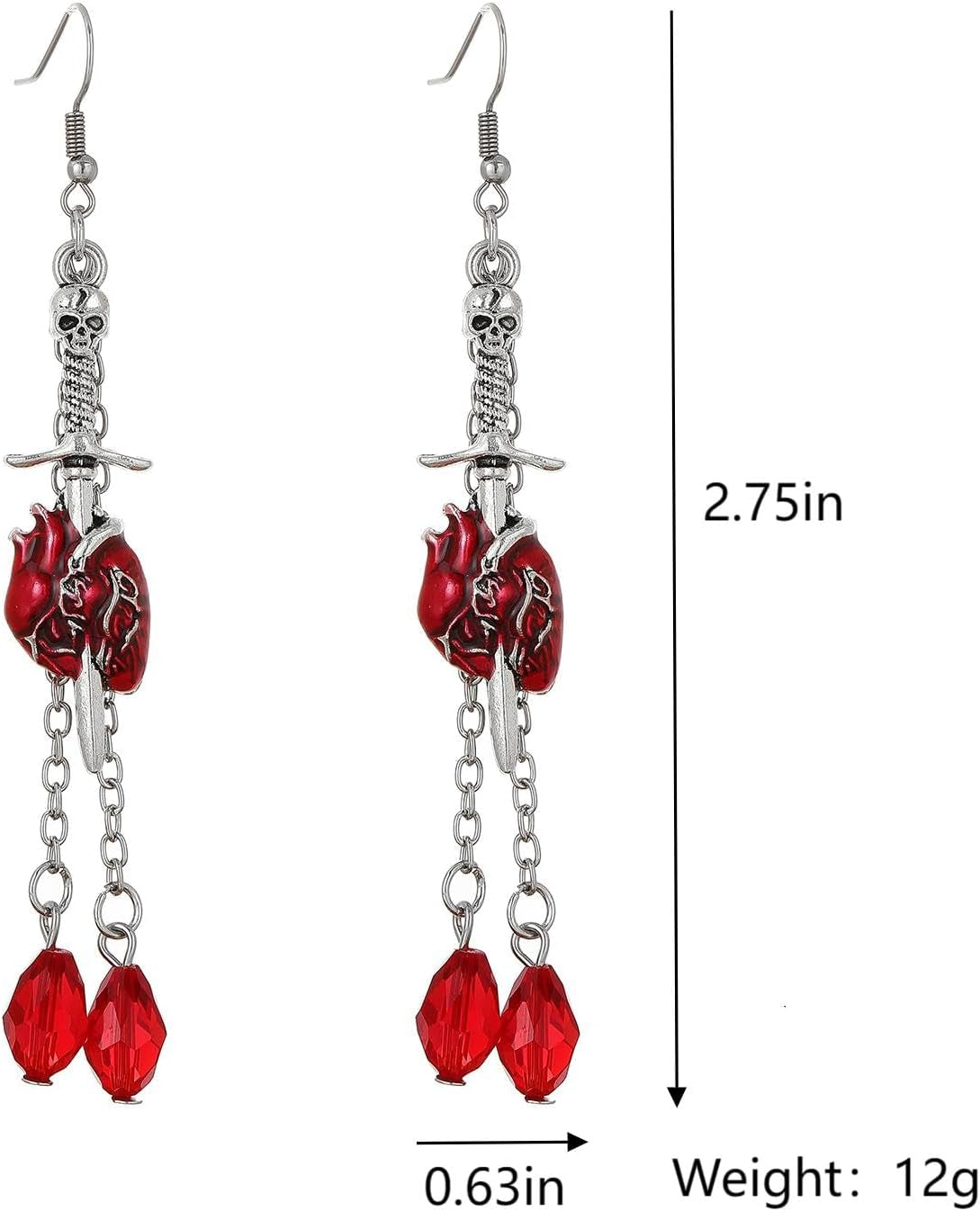 Gothic Flower Skull Earrings Funky Emo Skeleton Head Dangle Earrings Black Camellia Pearl Floral Studs Halloween Jewelry for Women Jewelry Gift