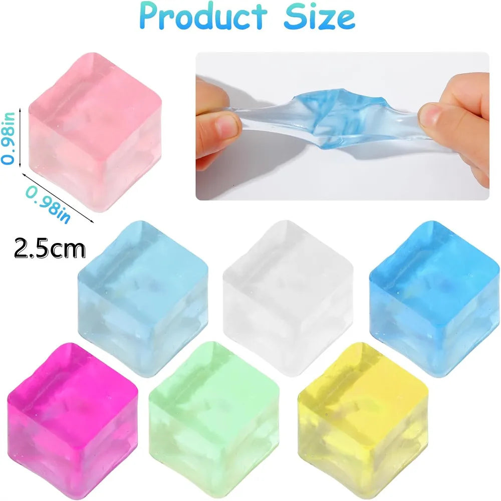 Kawaii Mini Squishy Ice Block Stress Balls - Stress Relief Squeeze Toy (1/3/5/10 PCS)